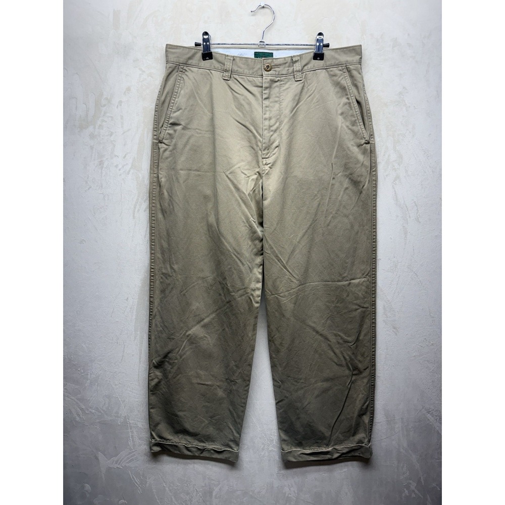 J Crew Oarsman Giant Fit Chino Pants Mens 33 Baggy  Cuffed Wide Leg Khaki Tan